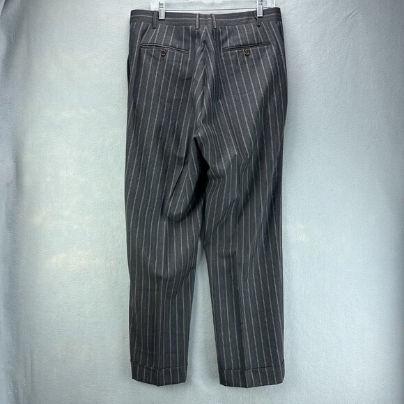 Mabro Suit Mens IT 54L‎ US 44L 2PC 34x30.5 Brown Blue Striped Wool Super 100s - Picture 11 of 16